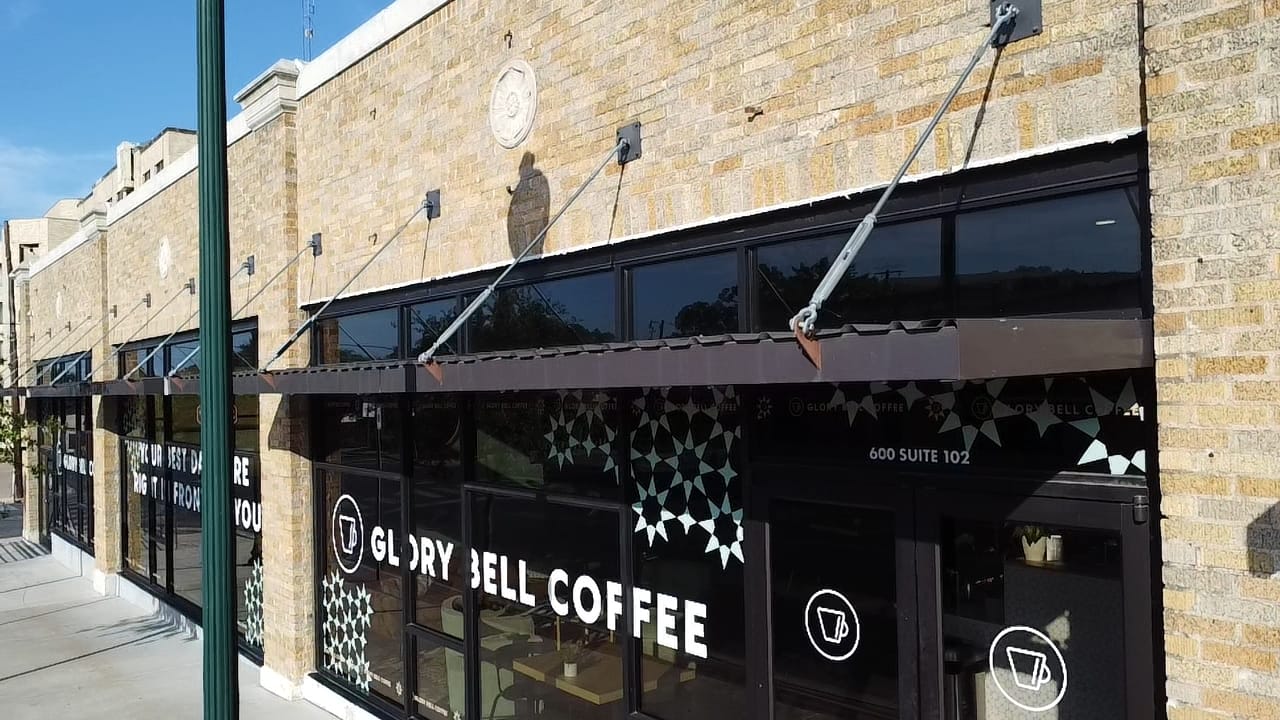 The front of glory bell coffee in downtown Waco