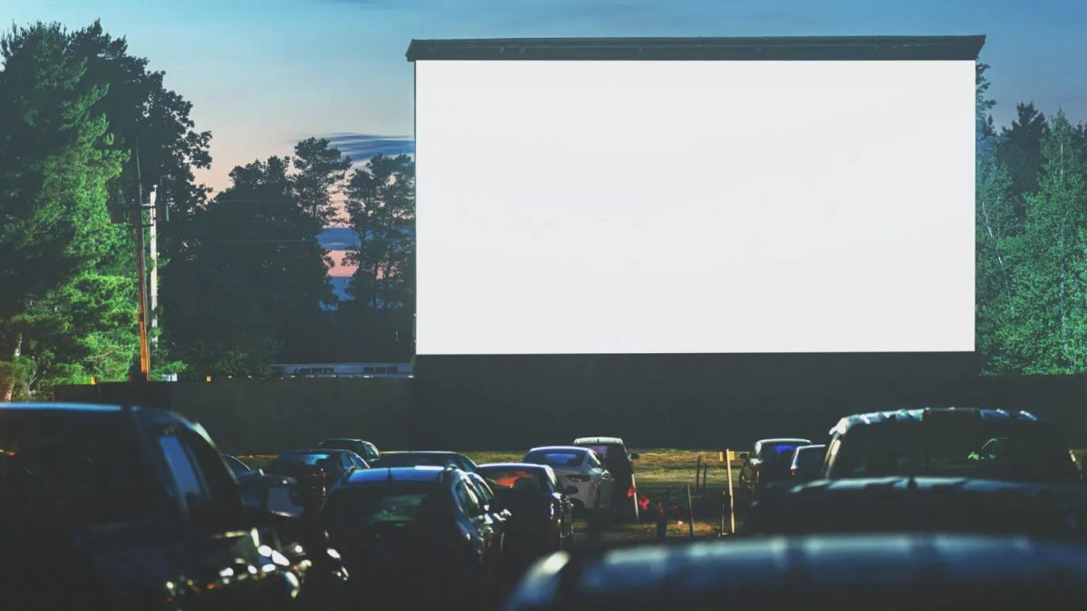 A drive in theater screen