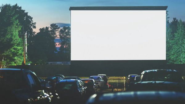 A drive in theater screen