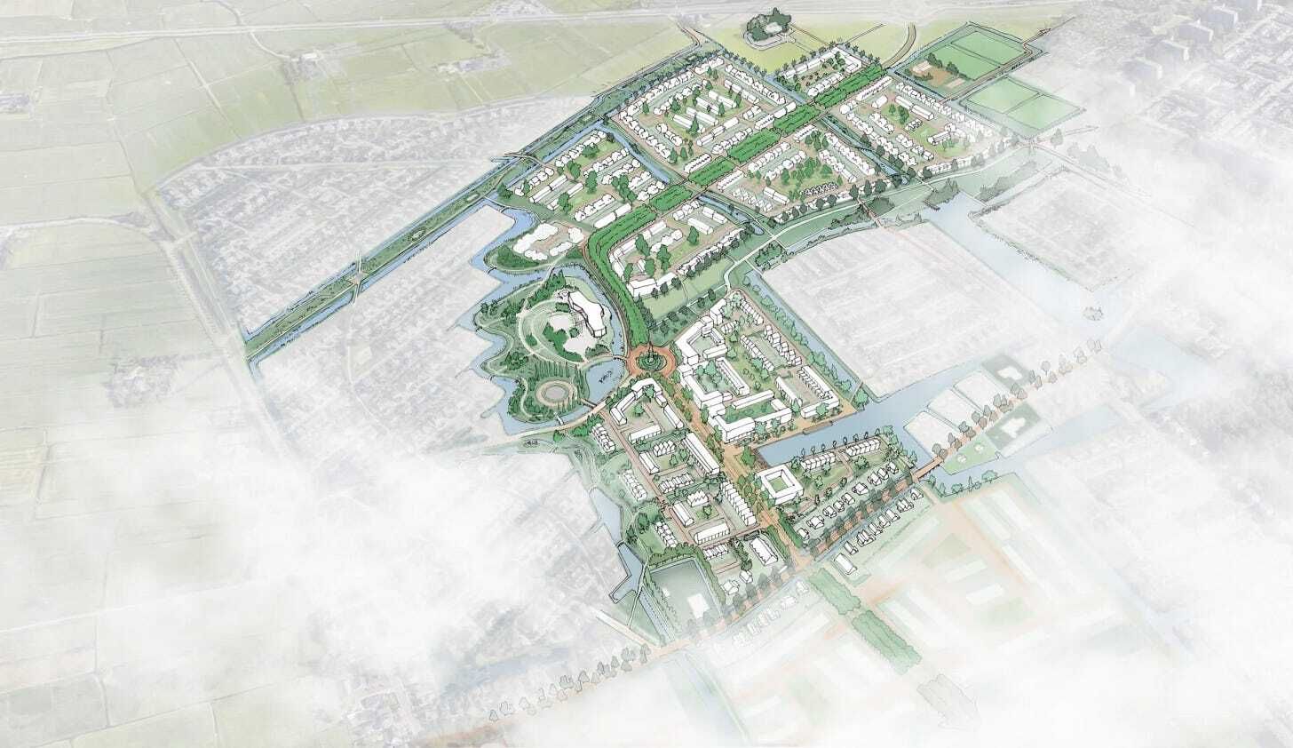 This image shows the plan for De Held III, a modern family neighbourhood, will feature green spaces and a diverse range of affordable homes – construction of the first of 1,850 homes is slated for 2027.