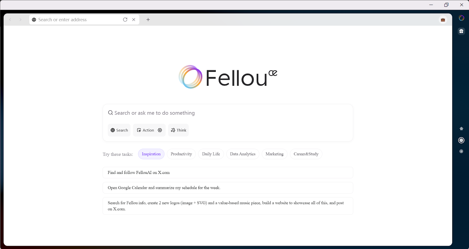 Fellou AI browser UI