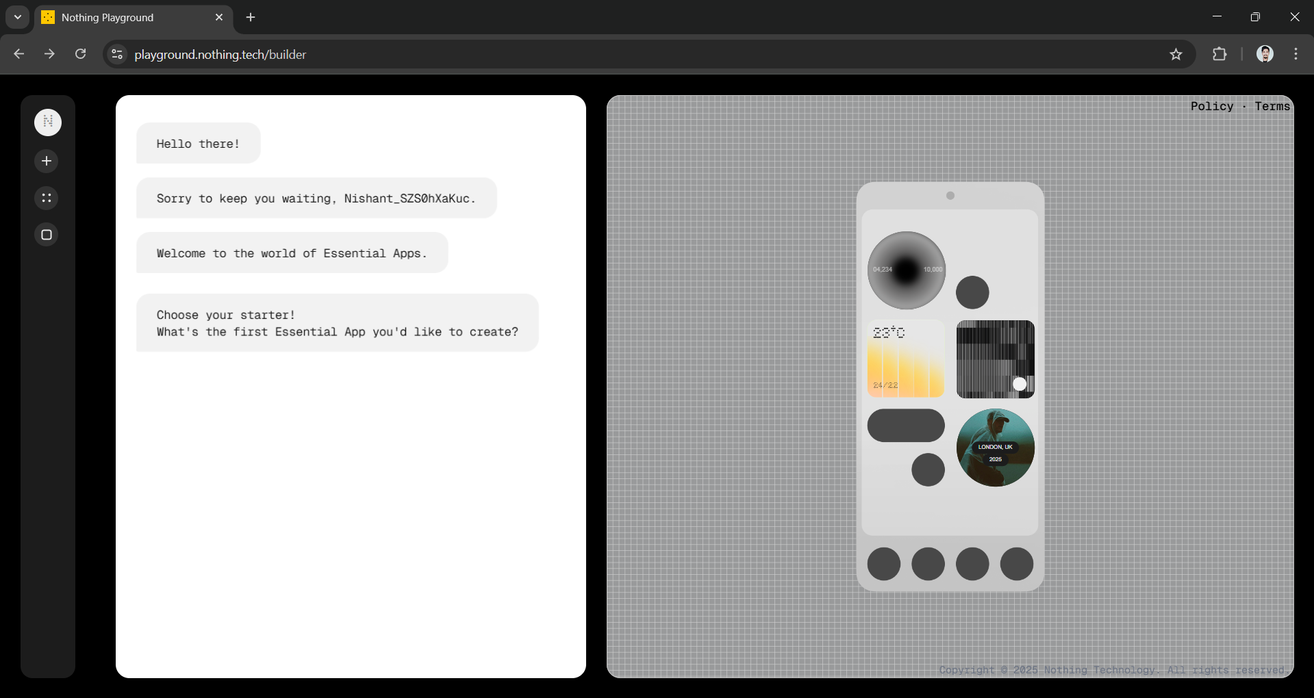 Nothing Playground app