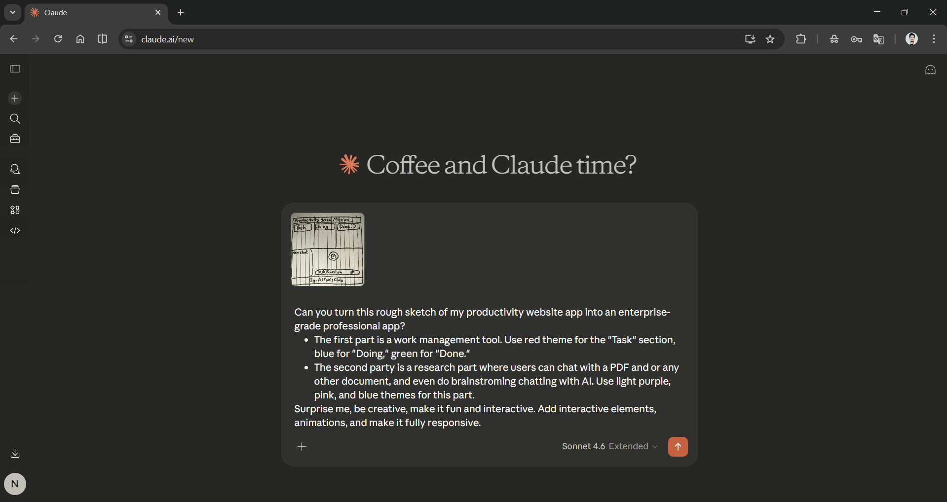 Turn sketch into App with Claude AI
