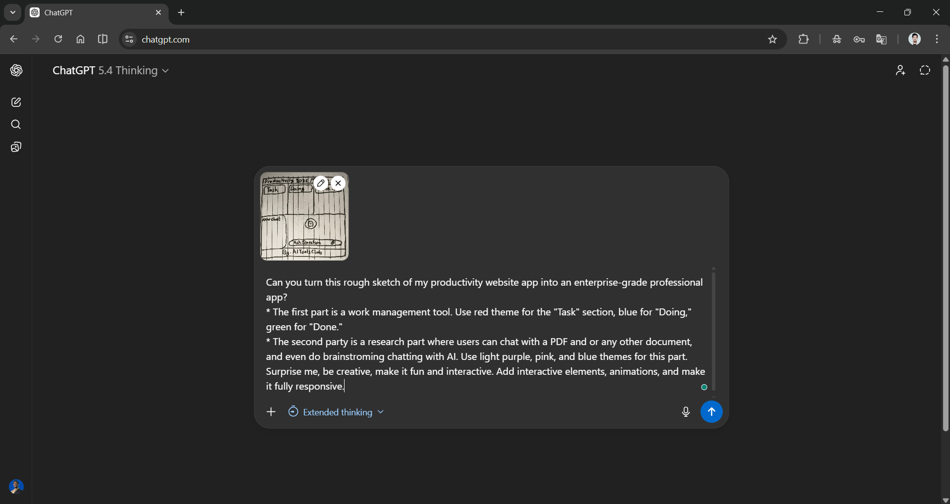 Turn sketch into App with ChatGPT