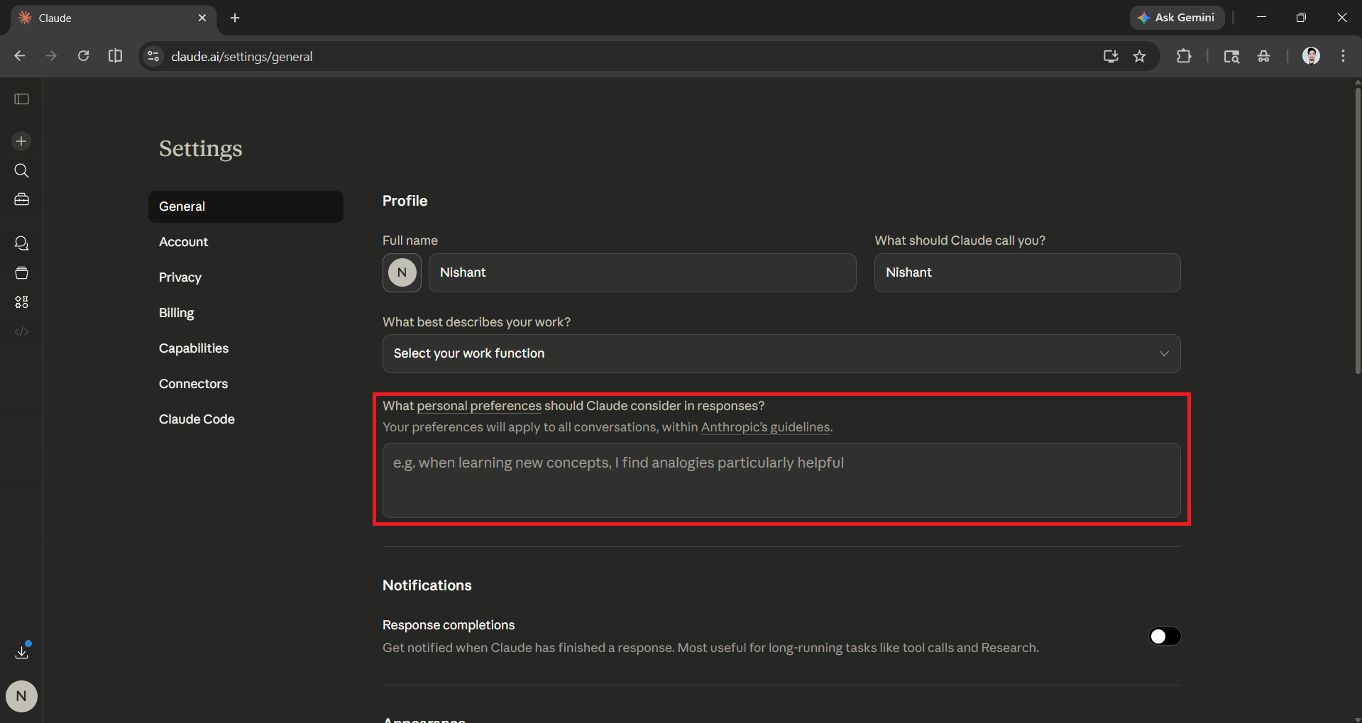 Claude Personal Preferences