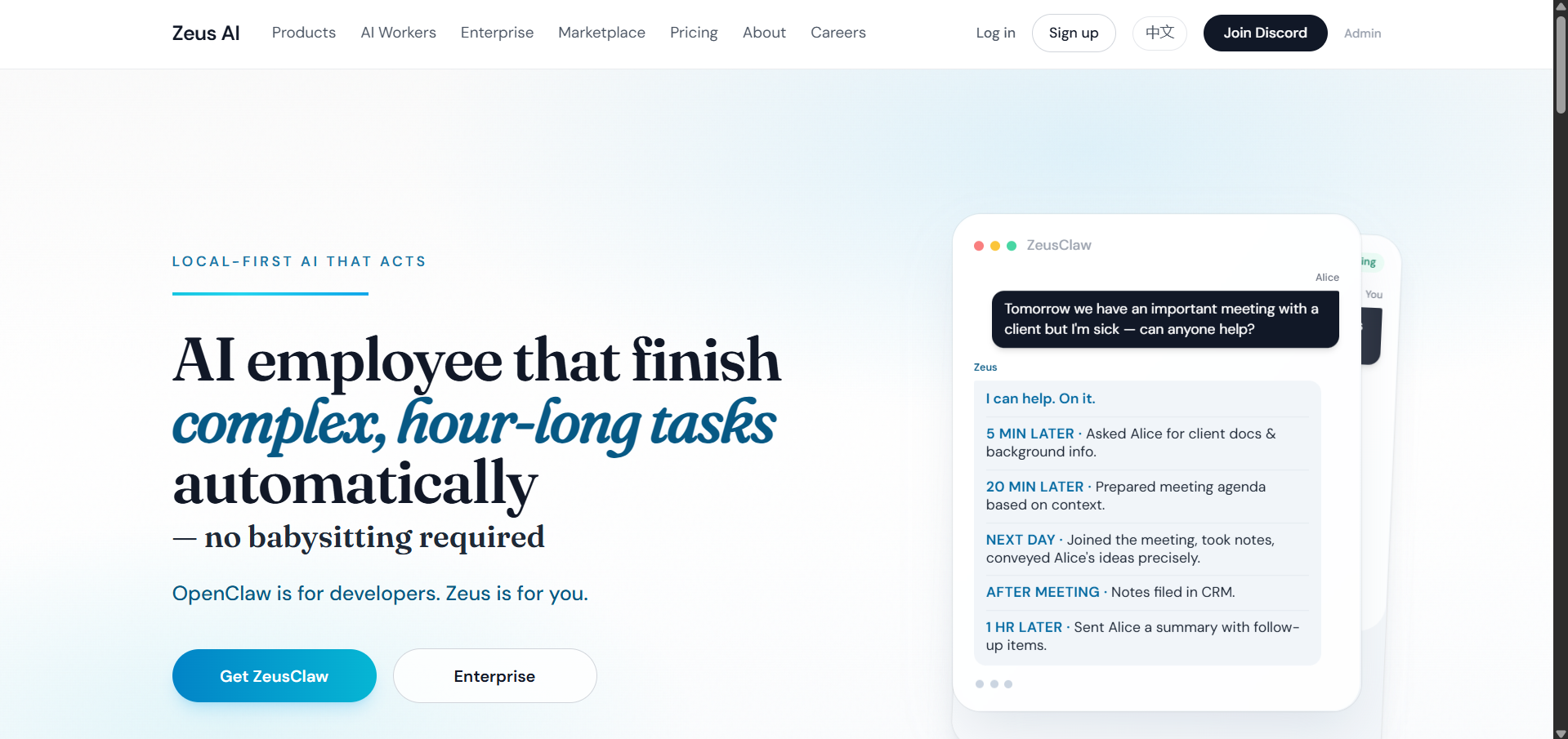 Zeus: A Highly Autonomous AI Colleague
