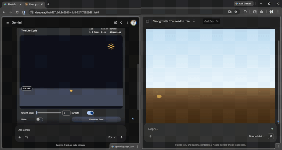 Claude vs Gemini Interactive Visuals