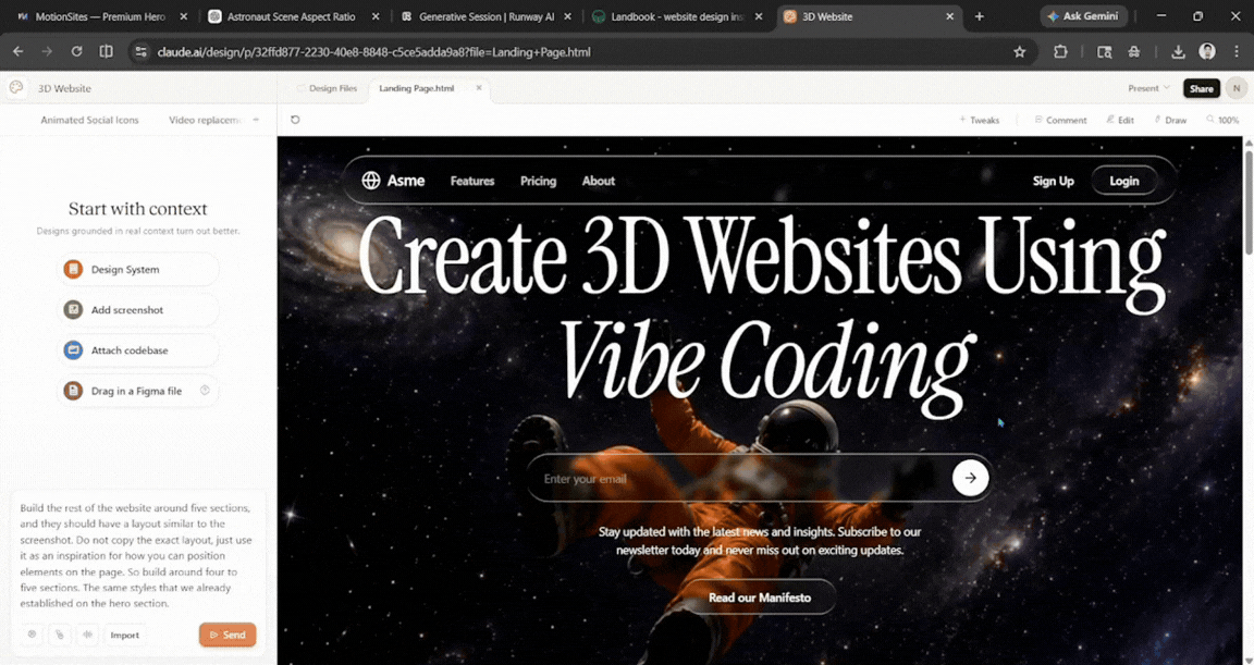 Change Website Section