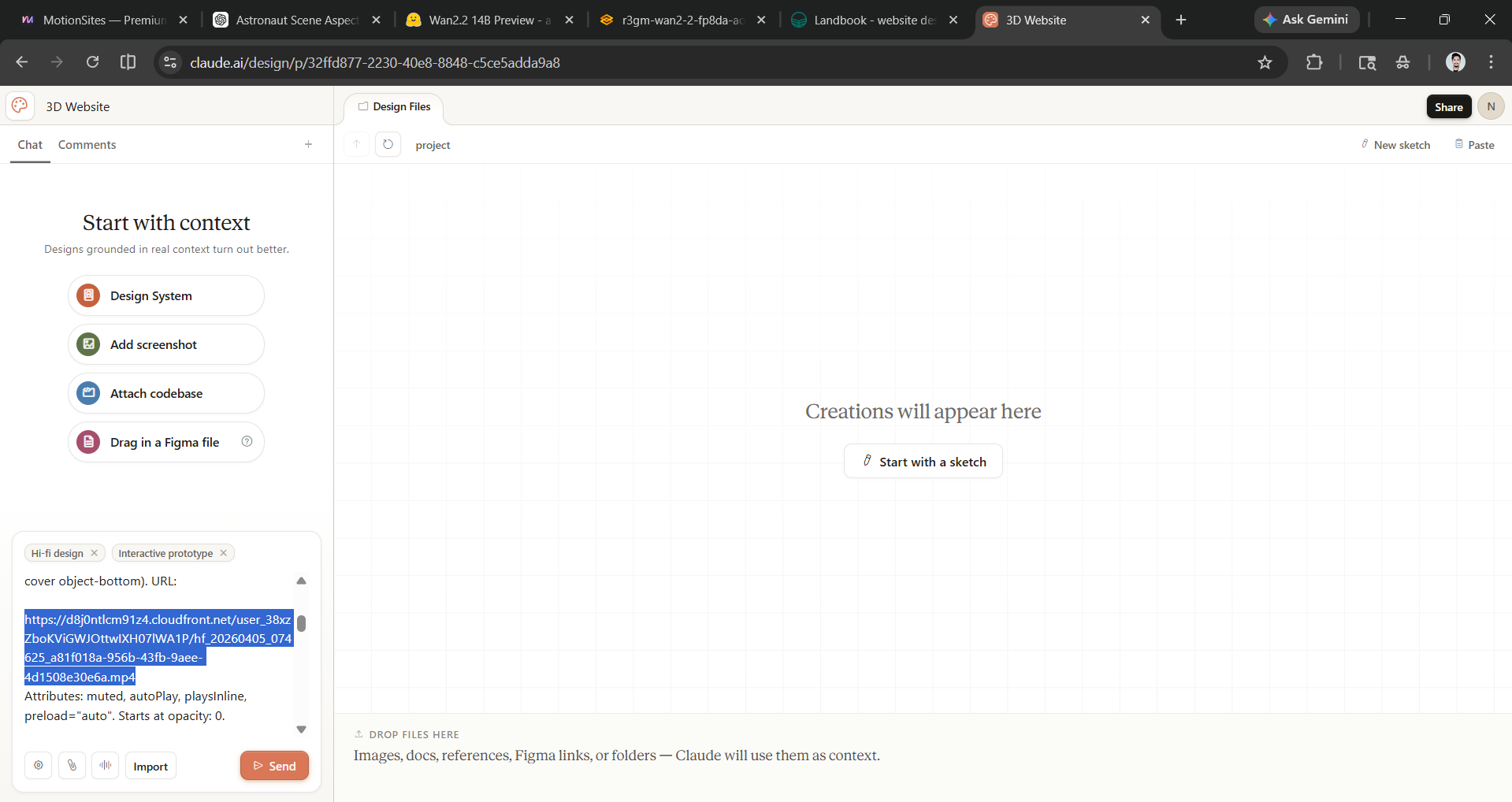 Change the video URL from the prompt