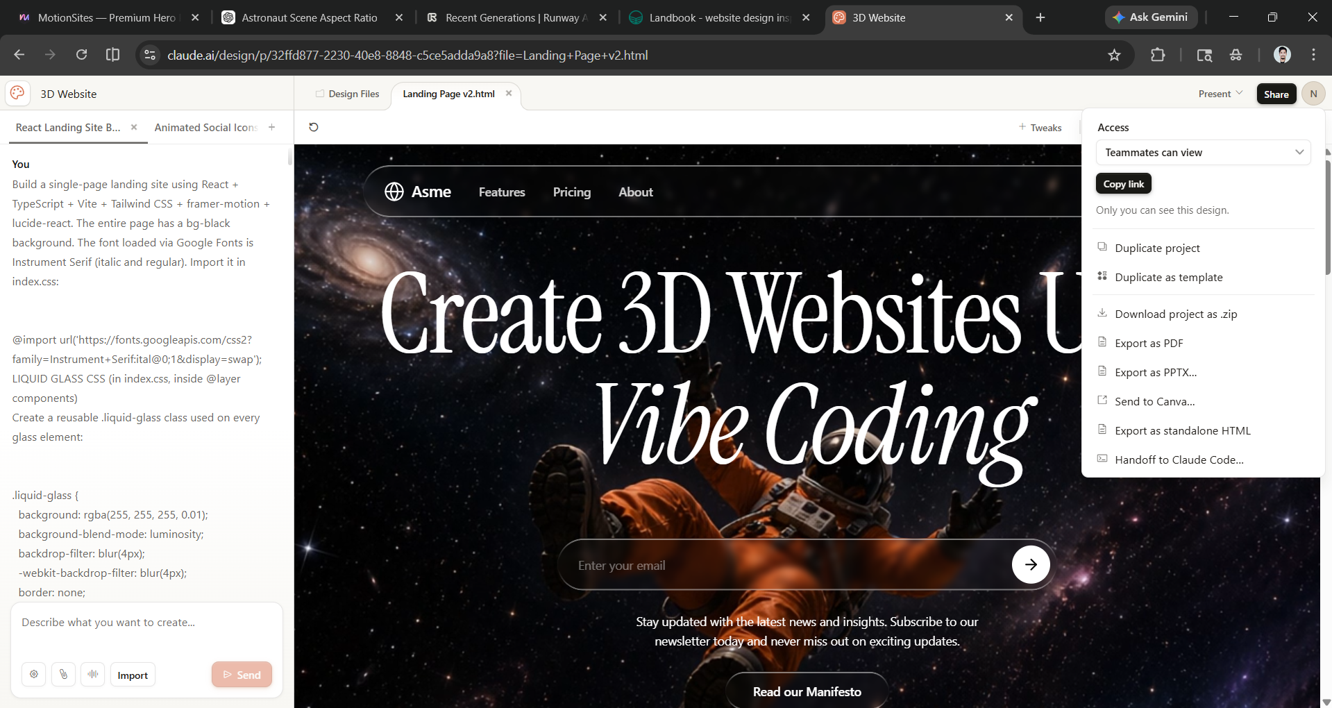 Export your Claude Design