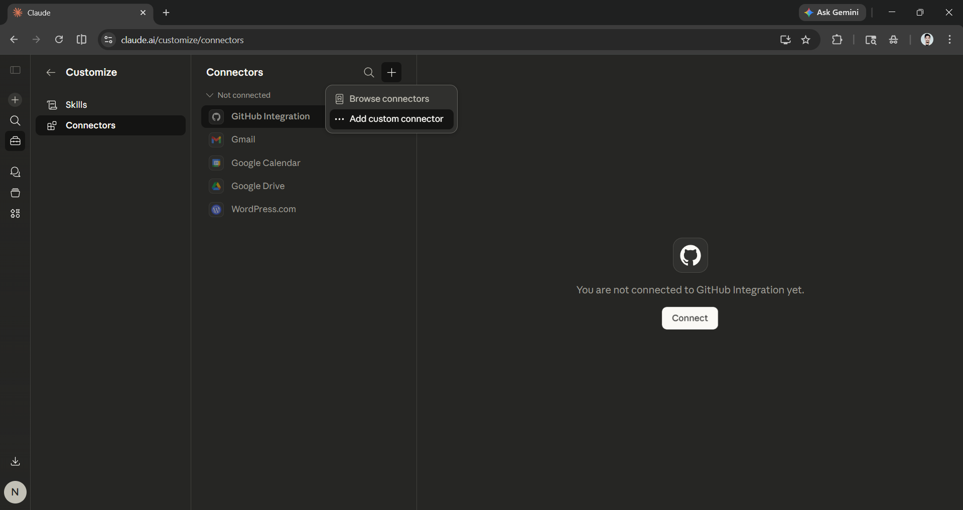 Add custom connector
