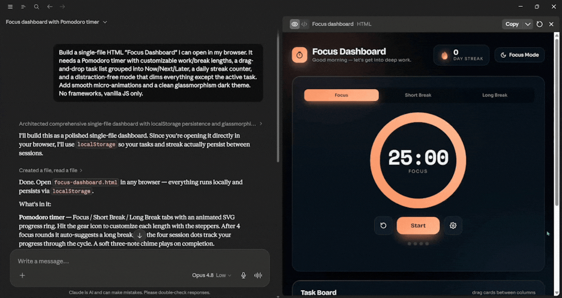 Claude Opus 4.8 Vibe Coding productivity work