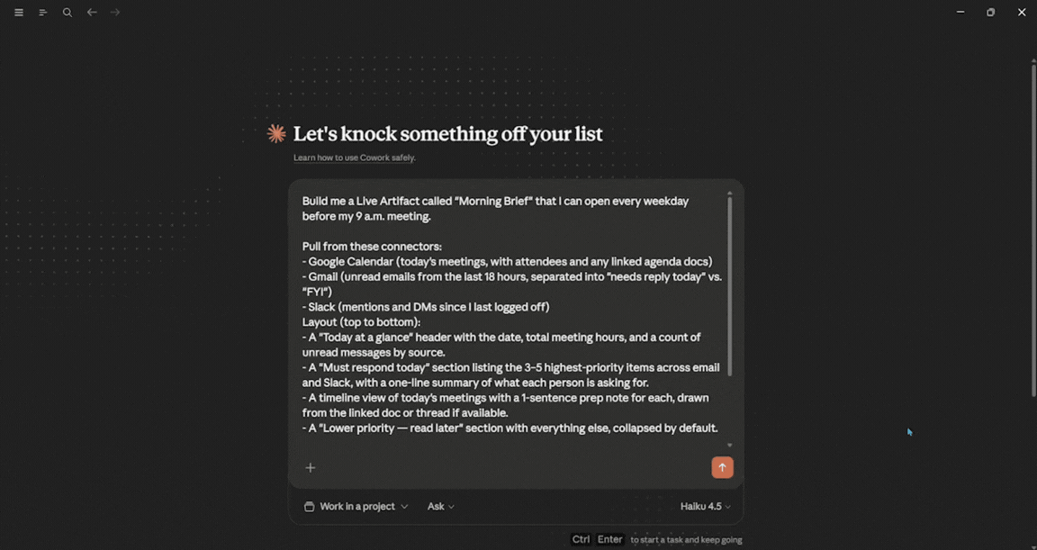 Claude Cowork Your Morning Briefing