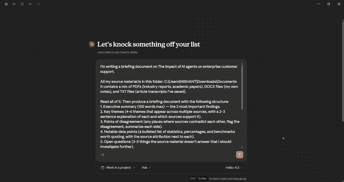 Claude Cowork Multi-Source Research Into a Polished Briefing Doc