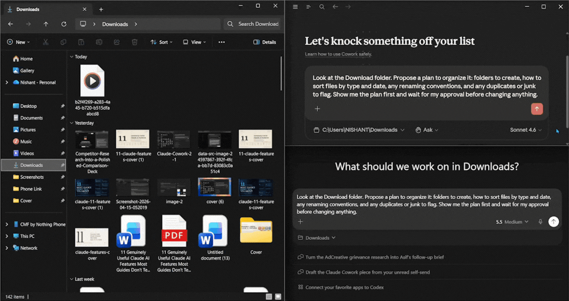 Claude Cowork vs ChatGPT Codex for Work: The folder cleanup test