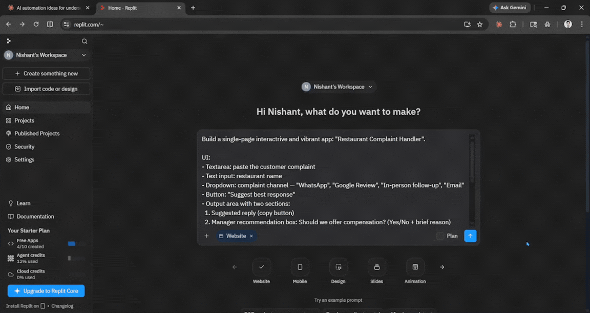 Build AI automation with Replit