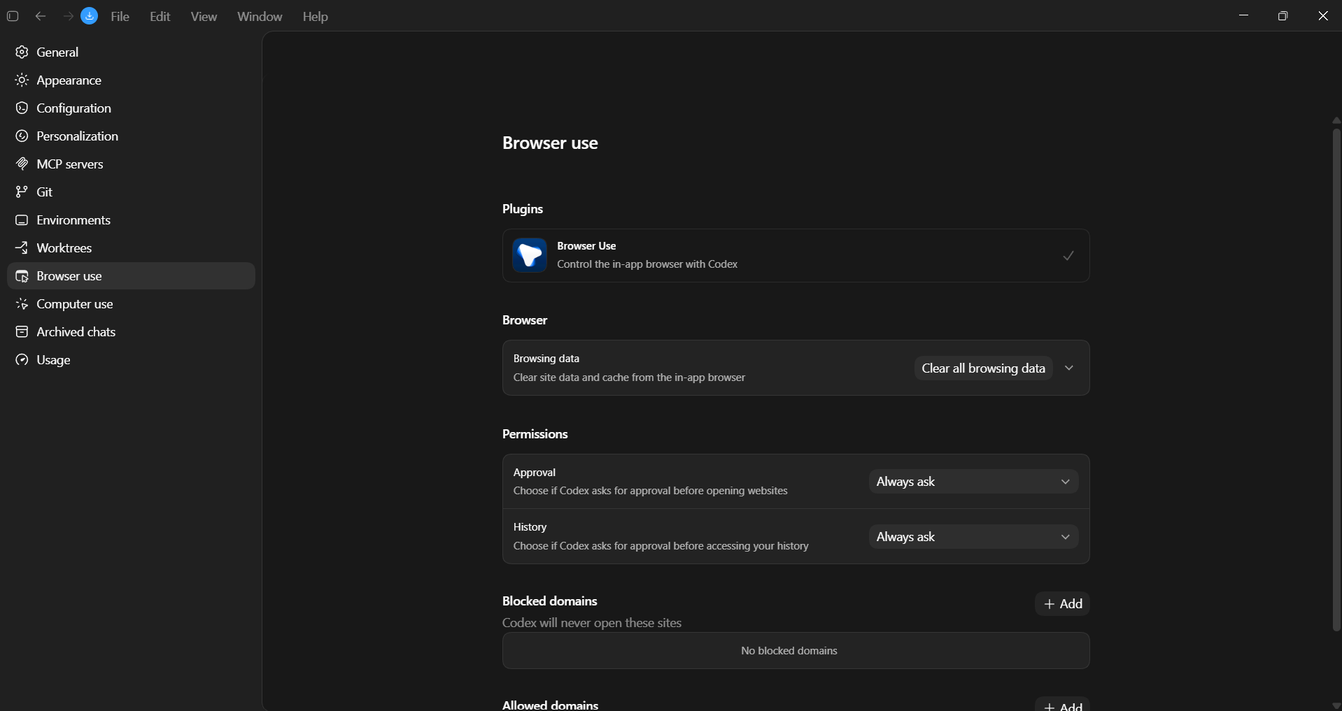 ChatGPT Codex for Work Browser Use