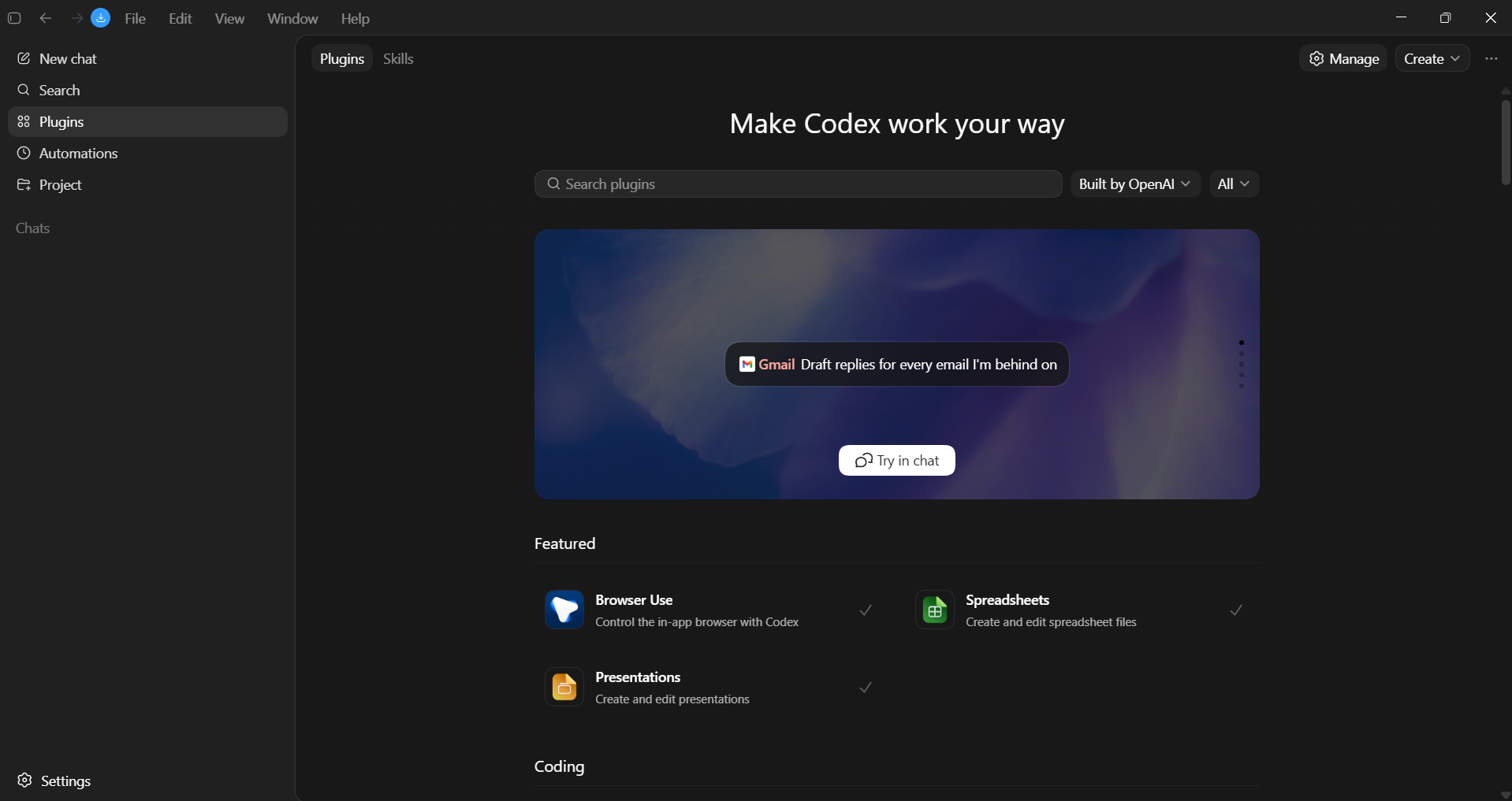 ChatGPT Codex for Work Plugins