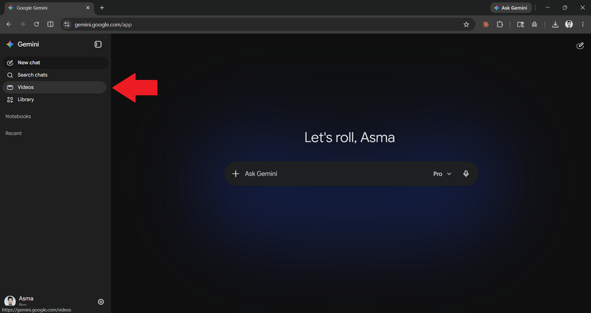 Videos in Google Gemini