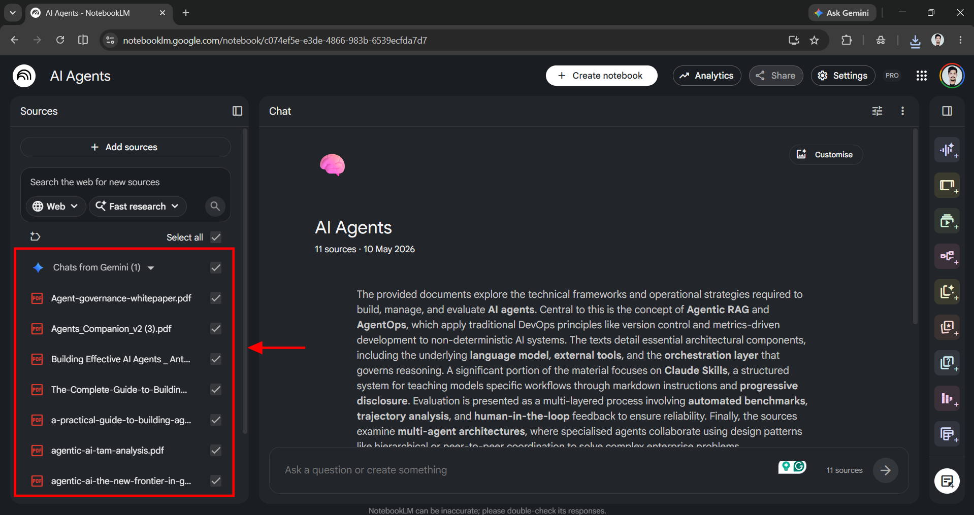 NotebookLM sources