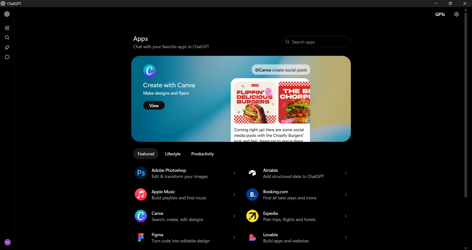 ChatGPT app connectors