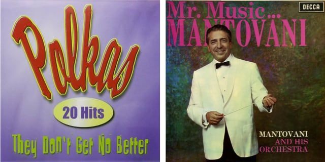 Frankie Yankovic polkas and Mantovani album covers image