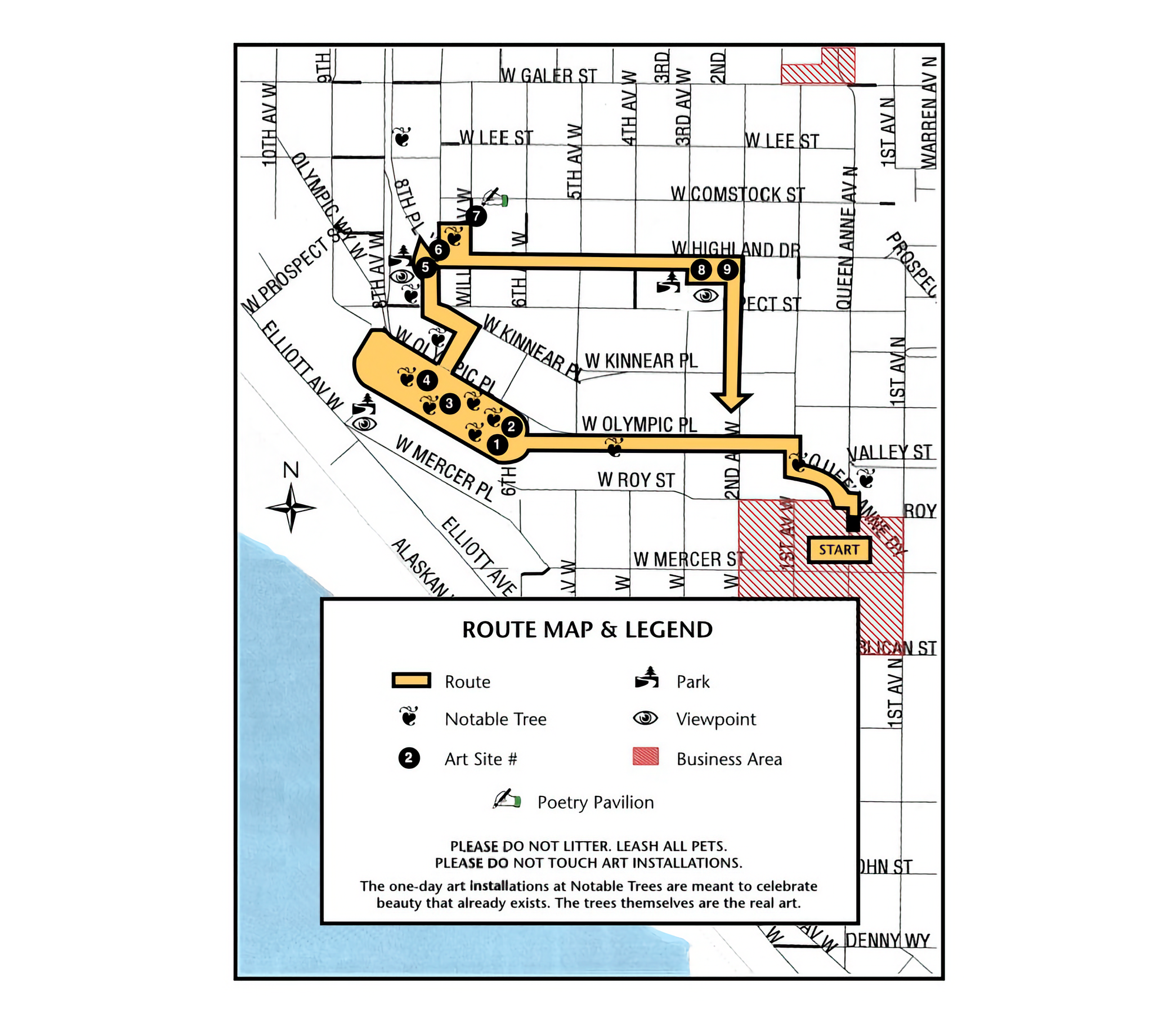 Image of route map for Queen Anne Treewalk