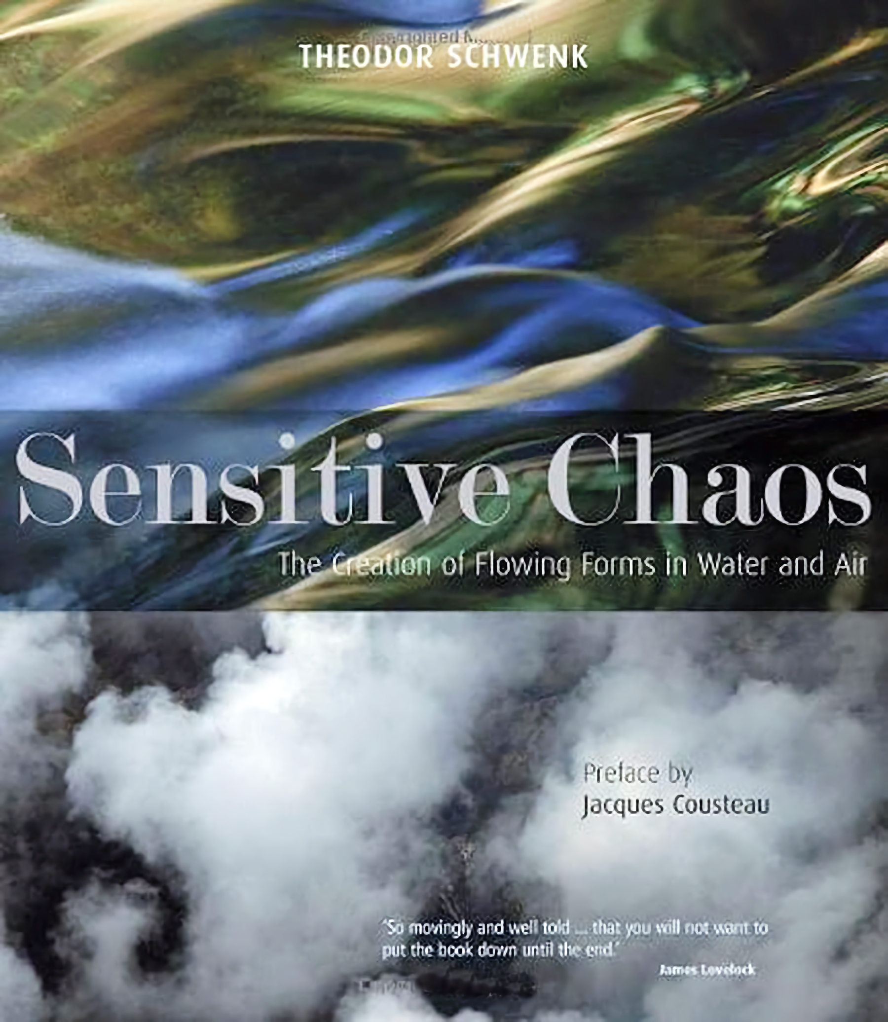 Image of cover of book showing swirling waves on top half and grey clouds on bottom half