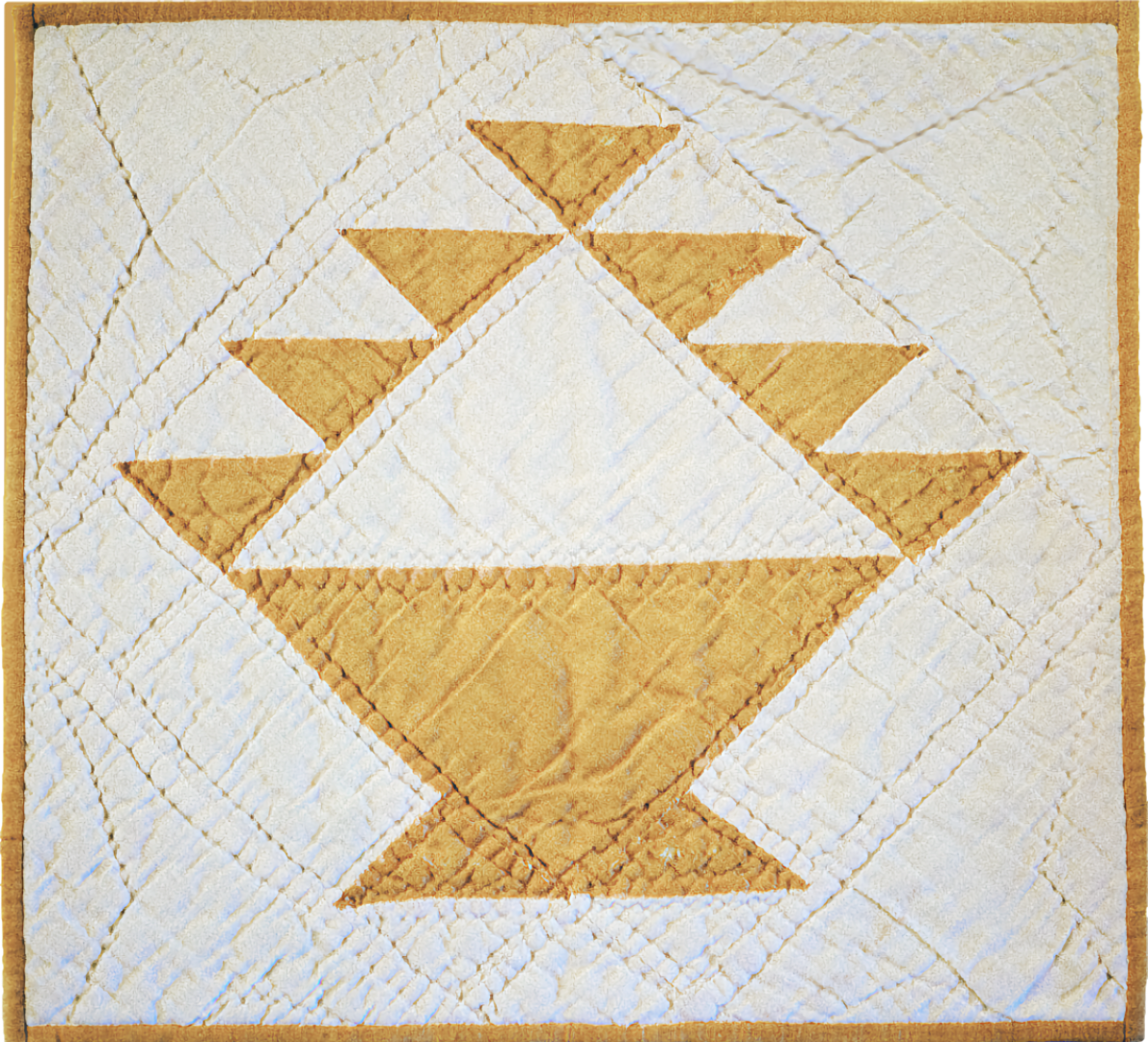 Photo of white and gold quilt block by Emma Lockwood Conkel, early 20th century