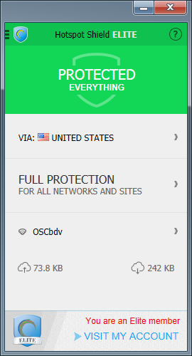 Интерфейс Hotspot Shield