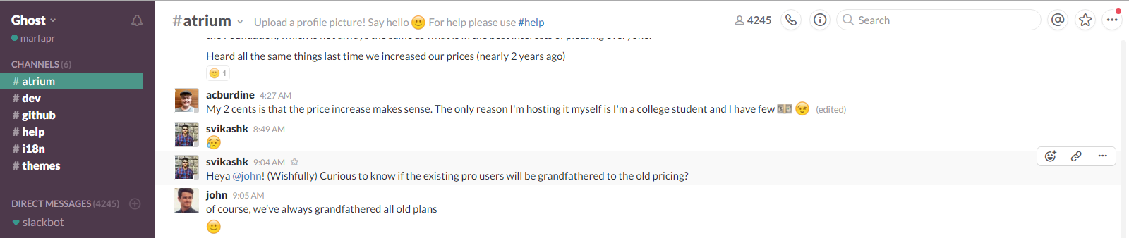 Интерфейс Slack
