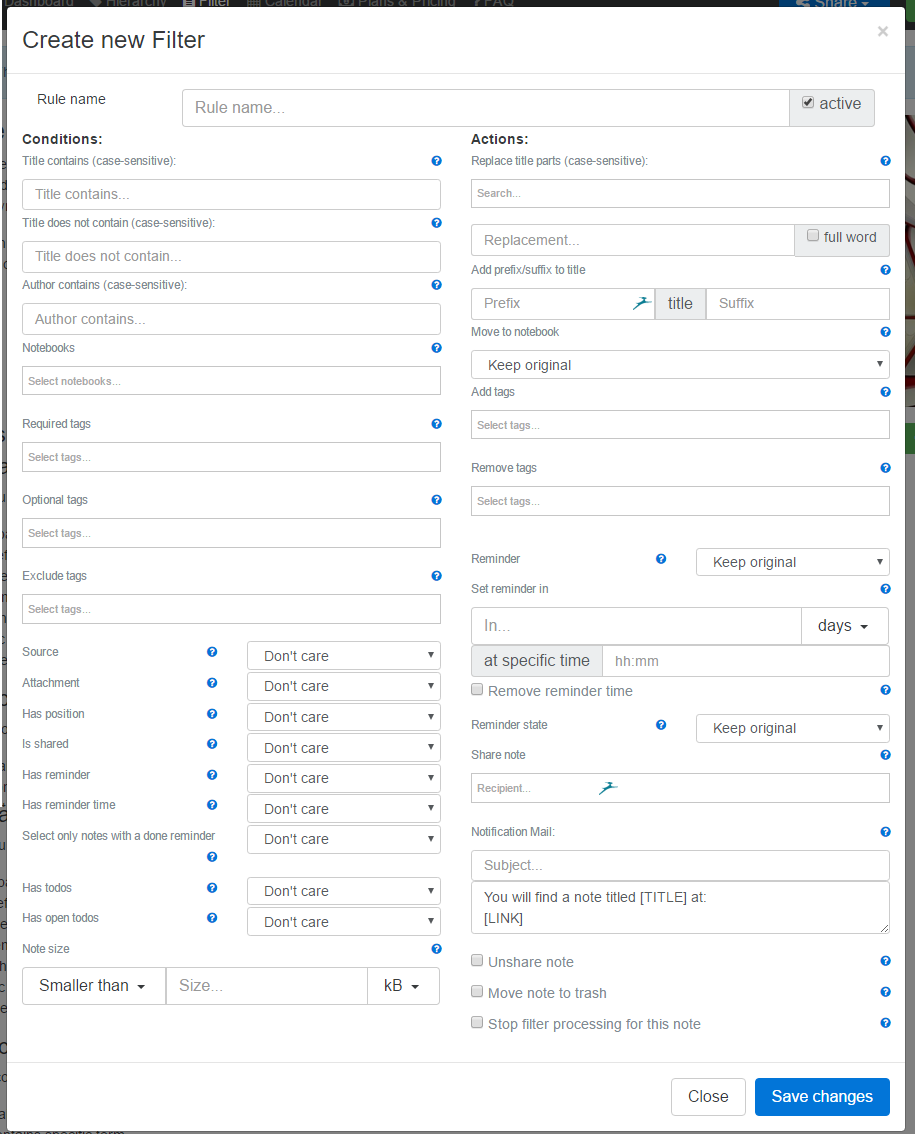 Настройка фильтров
