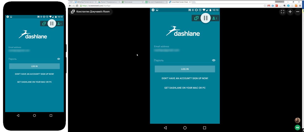 Экран смартфона отображается на компьютере