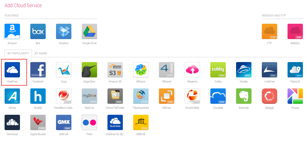 Экспорт файлов с помощью Otixo