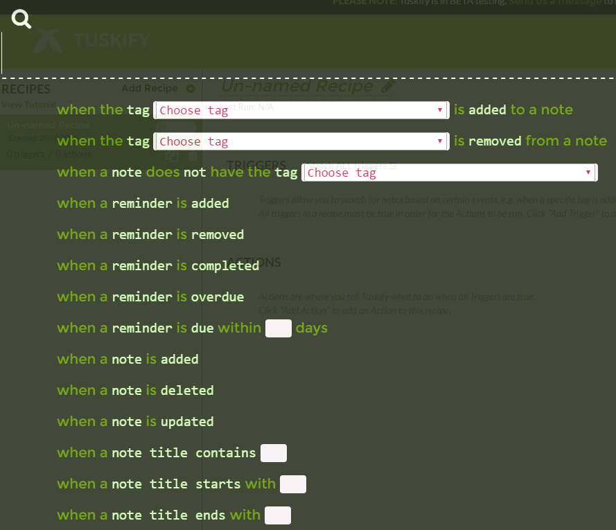 Триггеры заметки