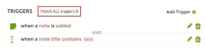 Переключатель «Match ALL triggers»