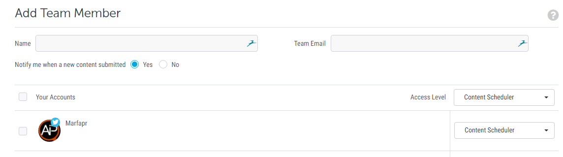 Добавление аккаунтов для совместной работы