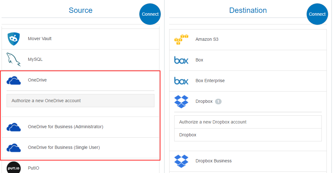 Экспорт файлов с помощью Mover