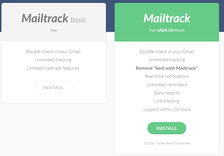 Тарифные планы MailTrack