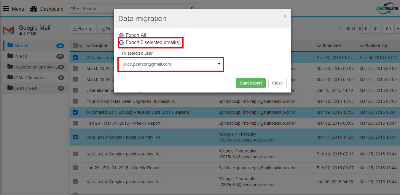 Выбор аккаунта для миграции
