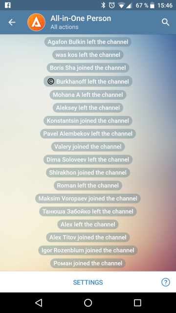 Лог подписок канала