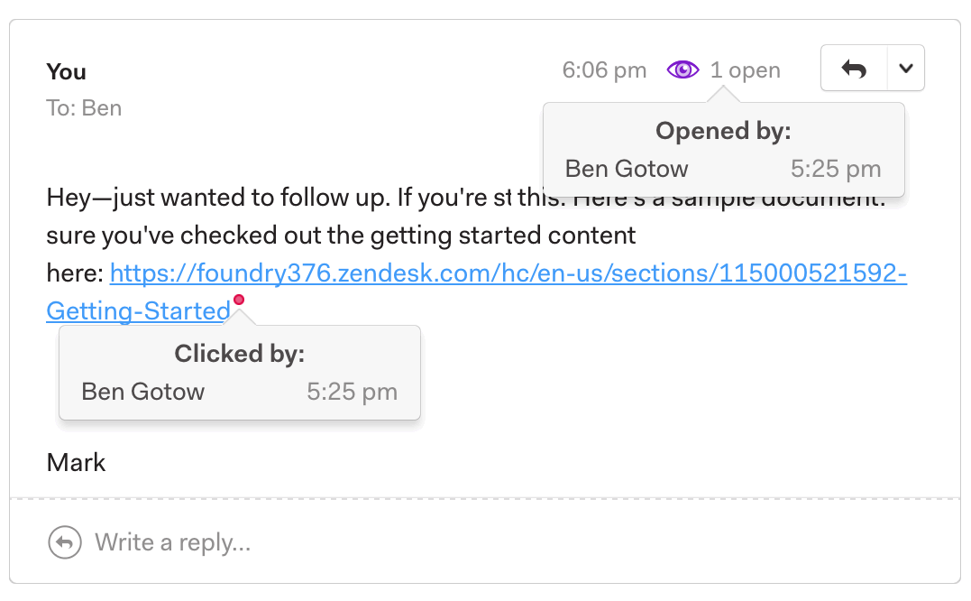 Отслеживание активности в письме