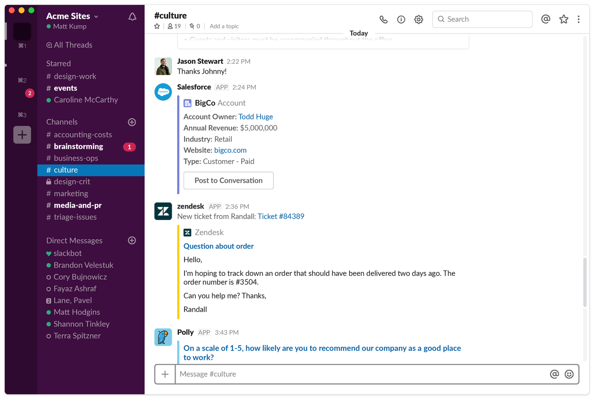 Командный чат в Slack