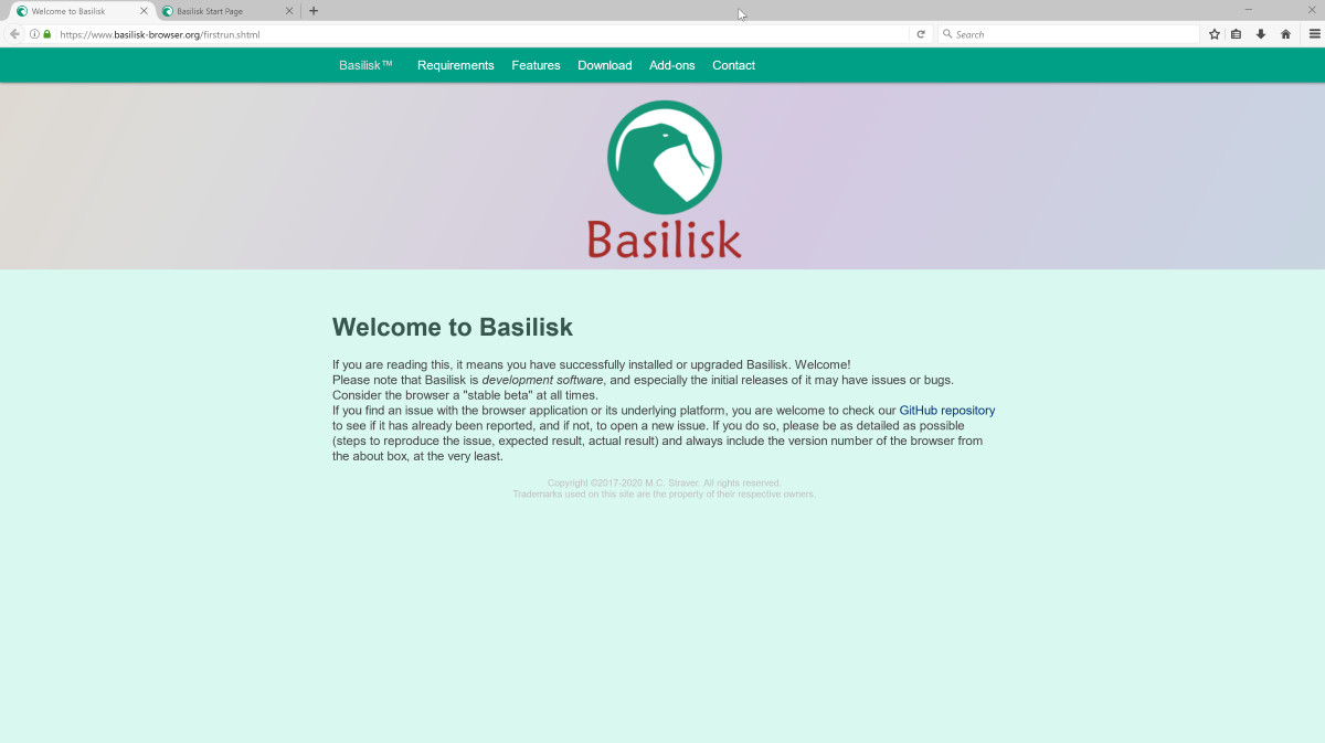 Basilisk браузер