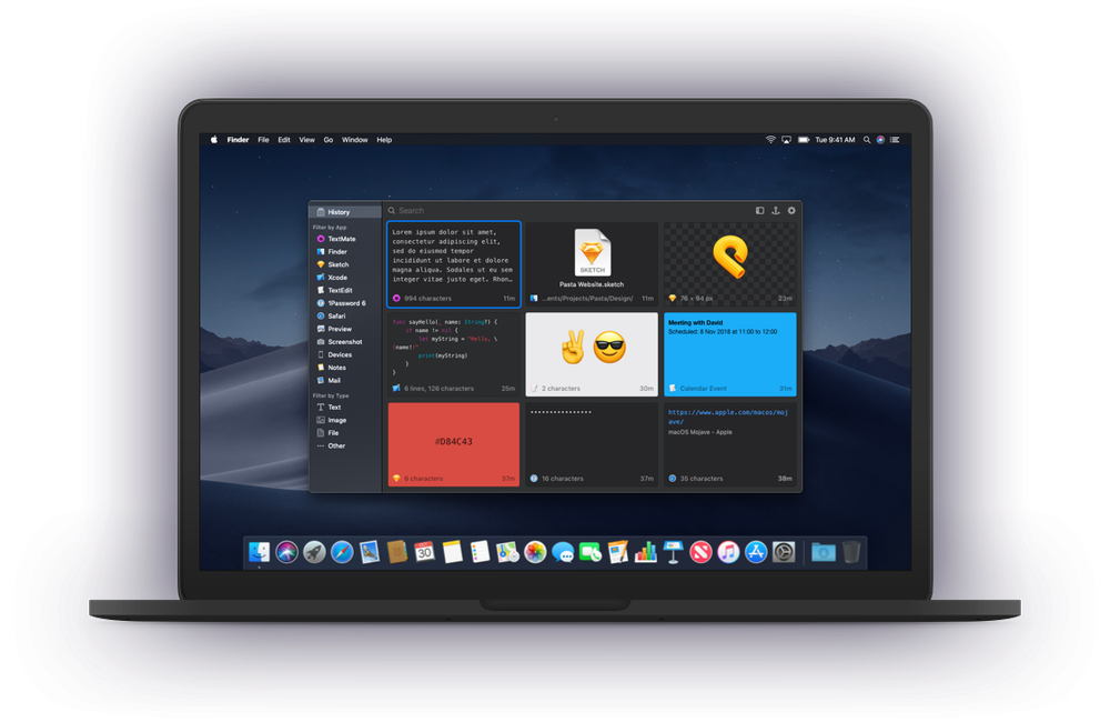Pasta — менеджер буфера обмена для macOS