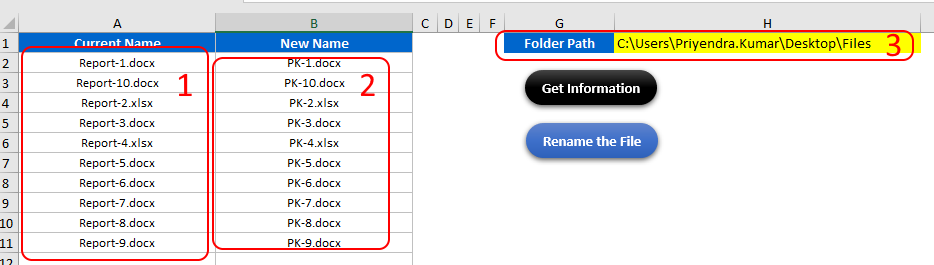 Как переименовать файлы согласно таблице MS Excel