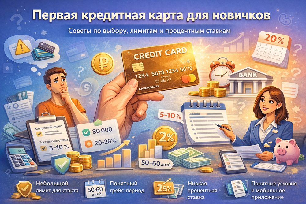 Первая кредитная карта: что новичку важно знать о лимите и ставке