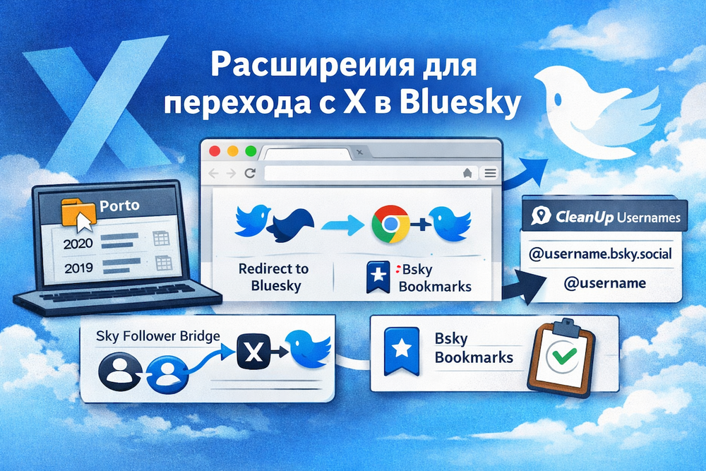 5 расширений Chrome для переезда с X (Twitter) на Bluesky