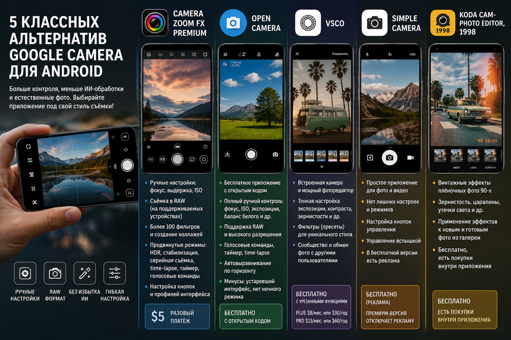 Топ-5 альтернатив приложению «Камера» на Pixel
