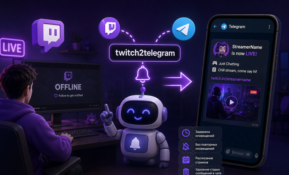 Как настроить оповещения о новых стримах на Twitch в Telegram